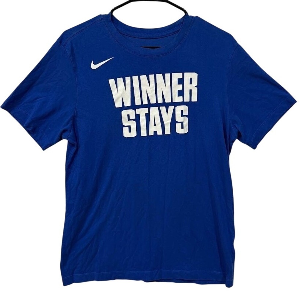 Nike Mens Dri-FIT Winner Stays Graphic T-Shirt Royal Blue Short Sleeve Size M